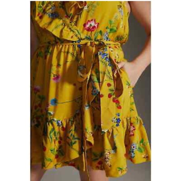 Anthropologie Maeve Golden Wrap Mini Dress - Picture 3 of 9